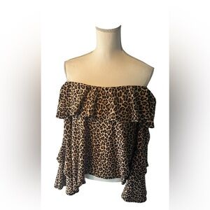 Chic Leopard Print Ruffle Blouse